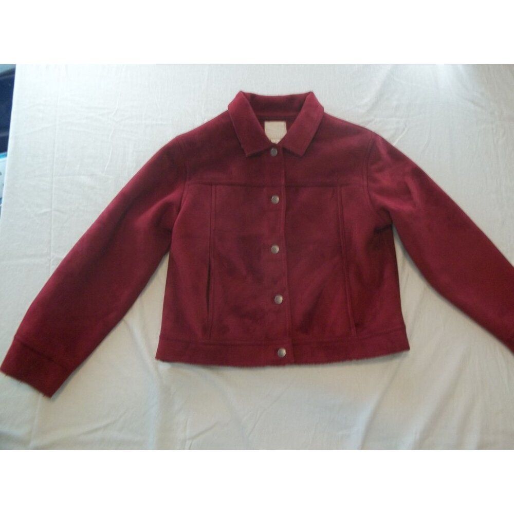 J. Jill Peacoat Women Sz M Burgandy‎ 5 Button Everyday Unique Boho Winterwear
